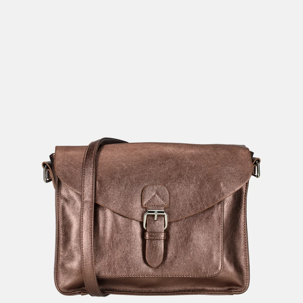 Flora Co metallic crossbody tas cuive bij Duifhuizen